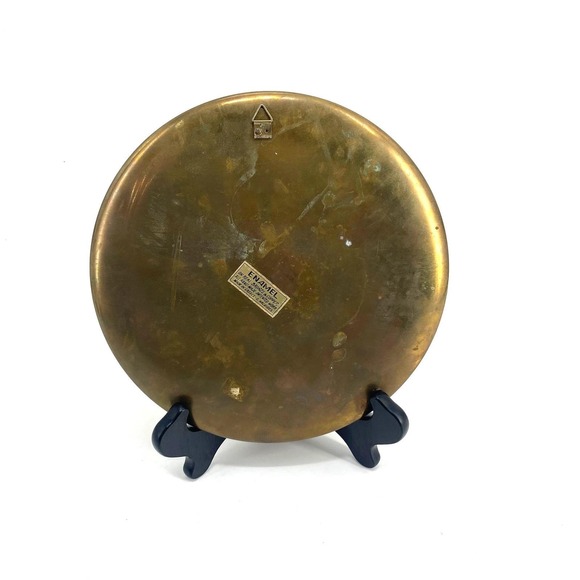Vtg Decorative Cloisonné Enamel Plate Brass Copper Hand Made Greece Wall Art - Picture 2 of 4